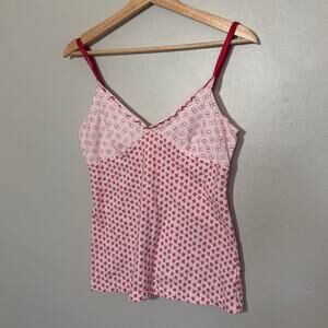 Women's Size M Y2K Vintage Victoria's Secret Pink Floral Polka Dot Pink Tank Top